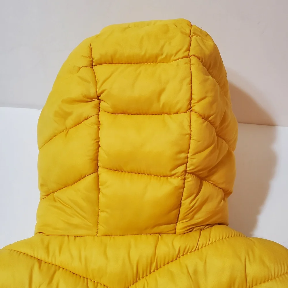 Zara Kids Girls Hooded Zipper Puffer Vest Size 6/7 Yellow